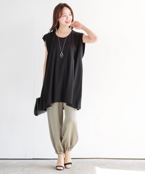 rps（アールピーエス）の「フレンチスリーブチュニックＴ（Tシャツ/カットソー・レディース・ブラック/サックスブルー/オフホワイト/マスタード/オレンジ系その他/グレイッシュベージュ/グリーン・フリー）」の8枚目の写真