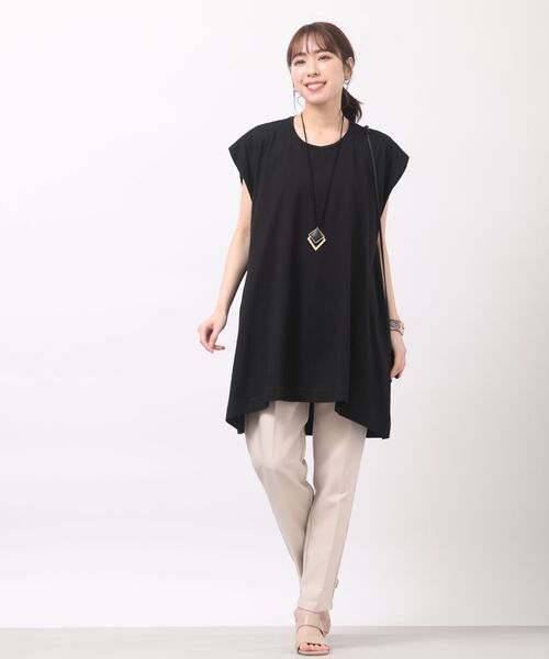 rps（アールピーエス）の「フレンチスリーブチュニックＴ（Tシャツ/カットソー・レディース・ブラック/サックスブルー/オフホワイト/マスタード/オレンジ系その他/グレイッシュベージュ/グリーン・フリー）」の16枚目の写真