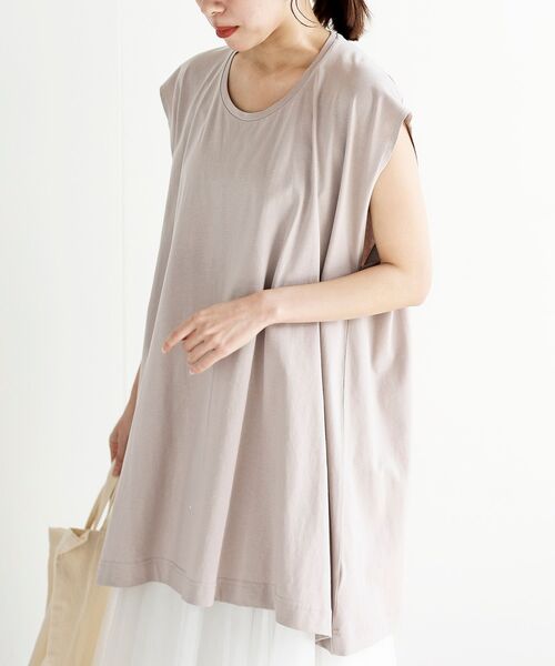 rps（アールピーエス）の「フレンチスリーブチュニックＴ（Tシャツ/カットソー・レディース・ブラック/サックスブルー/オフホワイト/マスタード/オレンジ系その他/グレイッシュベージュ/グリーン・フリー）」の22枚目の写真