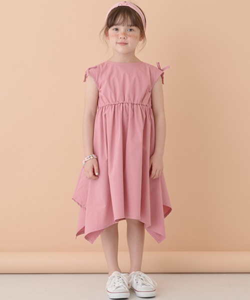 Lycee mine（リセマイン）の「コットンふりふり変形ワンピース（シャツワンピース・キッズ・ブラック/ライトベージュ/モカ/ピンク/ライム・100cm/110cm/120cm/130cm/140cm/150cm）」の5枚目の写真