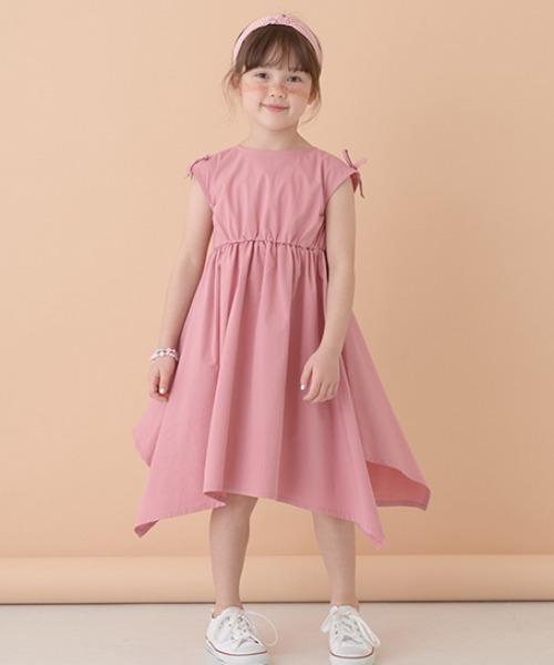 Lycee mine（リセマイン）の「コットンふりふり変形ワンピース（シャツワンピース・キッズ・ブラック/ライトベージュ/モカ/ピンク/ライム・100cm/110cm/120cm/130cm/140cm/150cm）」の15枚目の写真