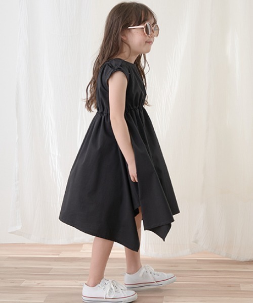 Lycee mine（リセマイン）の「コットンふりふり変形ワンピース（シャツワンピース・キッズ・ブラック/ライトベージュ/モカ/ピンク/ライム・100cm/110cm/120cm/130cm/140cm/150cm）」の13枚目の写真