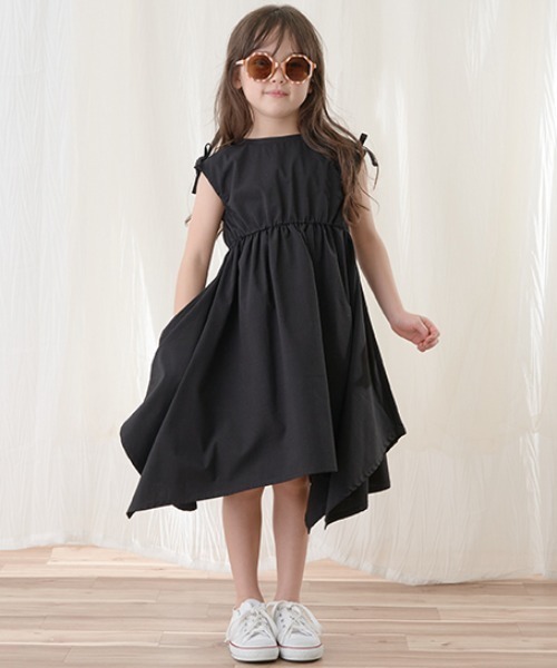 Lycee mine（リセマイン）の「コットンふりふり変形ワンピース（シャツワンピース・キッズ・ブラック/ライトベージュ/モカ/ピンク/ライム・100cm/110cm/120cm/130cm/140cm/150cm）」の12枚目の写真