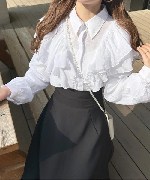 apres jour（アプレジュール）の「パールボタンシアースリーブブラウス【ZOZOTOWN限定アイテム】（シャツ/ブラウス・レディース・アイボリー/モカ/ラベンダー/オフホワイト・X-LARGE/フリー）」の5枚目の写真