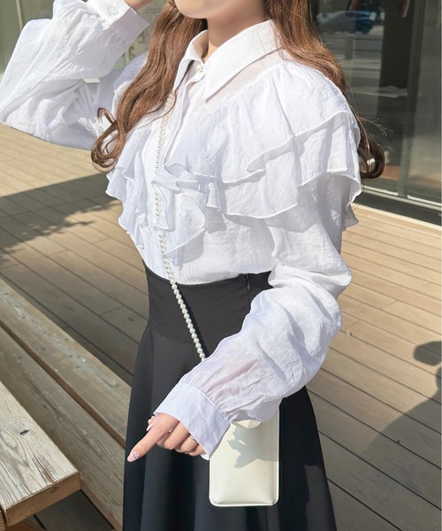 apres jour（アプレジュール）の「パールボタンシアースリーブブラウス【ZOZOTOWN限定アイテム】（シャツ/ブラウス・レディース・アイボリー/モカ/ラベンダー/オフホワイト・X-LARGE/フリー）」の9枚目の写真