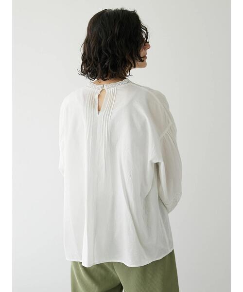 CRAFT STANDARD BOUTIQUE（クラフトスタンダードブティック）の「インドコットン レース使イブラウス（シャツ/ブラウス・レディース・チャコールグレー/ホワイト/イエロー・FREE）」の8枚目の写真