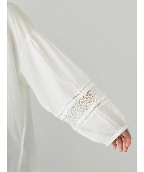 CRAFT STANDARD BOUTIQUE（クラフトスタンダードブティック）の「インドコットン レース使イブラウス（シャツ/ブラウス・レディース・チャコールグレー/ホワイト/イエロー・FREE）」の11枚目の写真