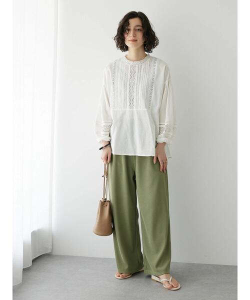 CRAFT STANDARD BOUTIQUE（クラフトスタンダードブティック）の「インドコットン レース使イブラウス（シャツ/ブラウス・レディース・チャコールグレー/ホワイト/イエロー・FREE）」の12枚目の写真