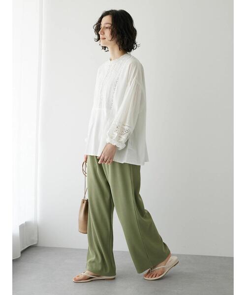 CRAFT STANDARD BOUTIQUE（クラフトスタンダードブティック）の「インドコットン レース使イブラウス（シャツ/ブラウス・レディース・チャコールグレー/ホワイト/イエロー・FREE）」の13枚目の写真