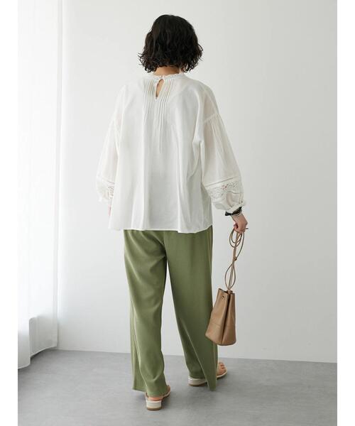 CRAFT STANDARD BOUTIQUE（クラフトスタンダードブティック）の「インドコットン レース使イブラウス（シャツ/ブラウス・レディース・チャコールグレー/ホワイト/イエロー・FREE）」の14枚目の写真