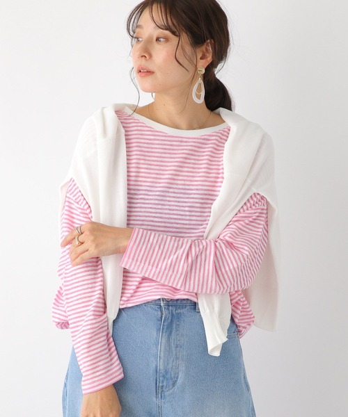 LEPSIM（レプシィム）の「シアーボーダードルマンプルオーバー　187120（Tシャツ/カットソー・レディース・レッド/ブラック/グリーン・FREE）」の3枚目の写真