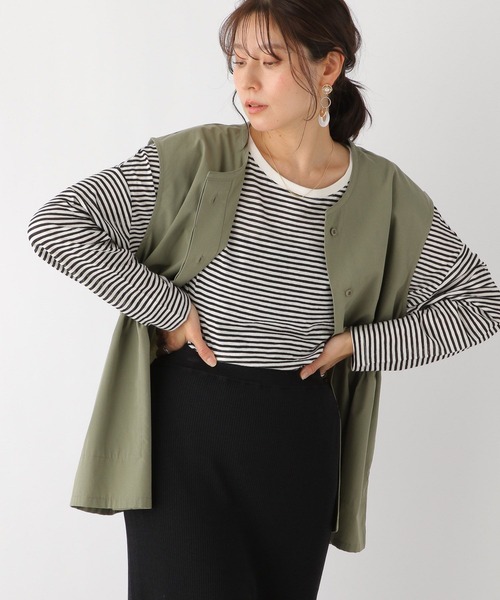 LEPSIM（レプシィム）の「シアーボーダードルマンプルオーバー　187120（Tシャツ/カットソー・レディース・レッド/ブラック/グリーン・FREE）」の2枚目の写真