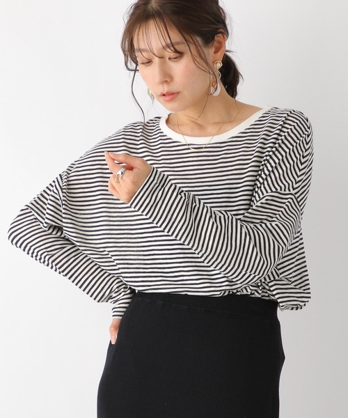 LEPSIM（レプシィム）の「シアーボーダードルマンプルオーバー　187120（Tシャツ/カットソー・レディース・レッド/ブラック/グリーン・FREE）」の6枚目の写真