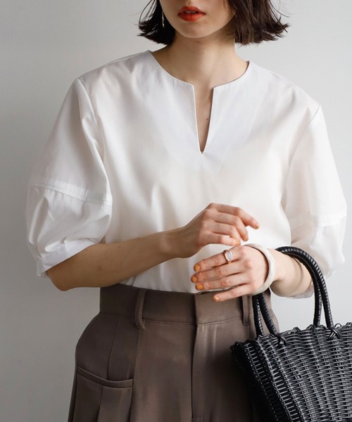 2023SSランタンスリーブスキッパーブラウス