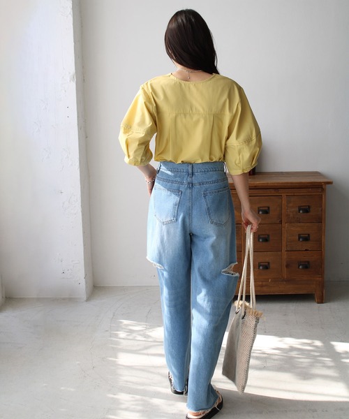 2023SSランタンスリーブスキッパーブラウス