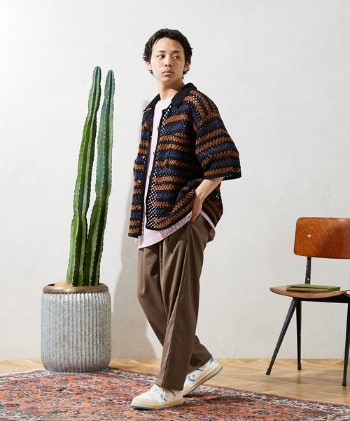 CALIFORNIA クロシェアミ 半袖ニットシャツ 追加》CALIFORNIA クロシェアミ 半袖ニットシャツ'LINE'（シャツ