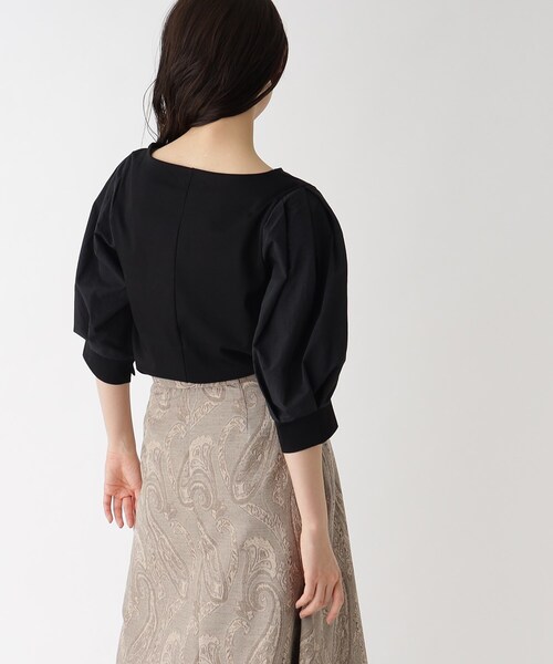 OPAQUE.CLIP(オペークドットクリップ)の「◆シルク調コットン 異素材切替えパフスリーブカットソー【洗濯機洗い可】(Tシャツ/カットソー・レディース・ホワイト系/ブルー/ブラック/ベージュ・42/40/38/36)」の16枚目の写真