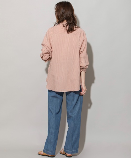 Munich（ミューニック）の「レーヨンナイロンリネンストライプバンドカラーシャツ（シャツ/ブラウス・レディース・グレー/ネイビー/レッド・FREE）」の12枚目の写真