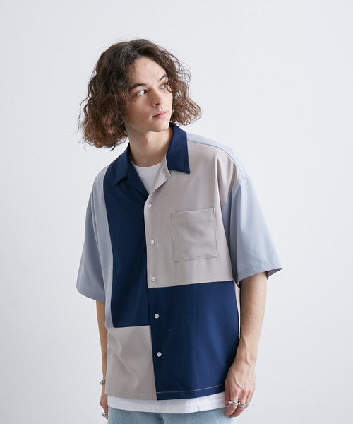 JUNRED(ジュンレッド)の「イージーケア / クレイジーパターンオープンカラーシャツ(Tシャツ/カットソー・メンズ・ブルー/ブラック/ベージュ・L/M/LL)」の3枚目の写真