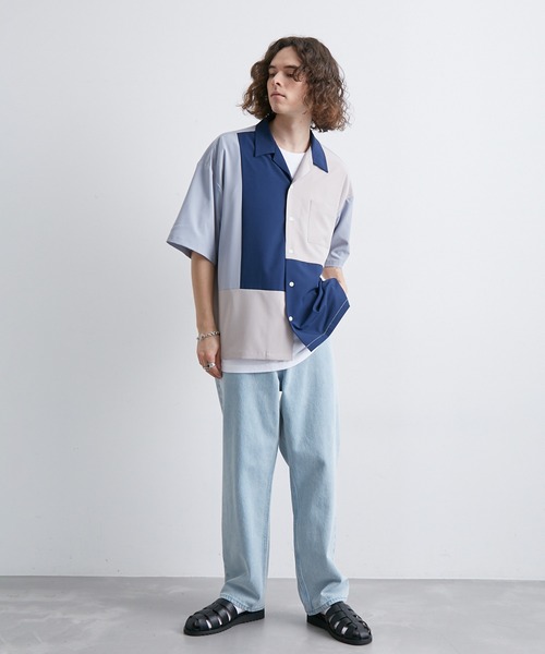 JUNRED(ジュンレッド)の「イージーケア / クレイジーパターンオープンカラーシャツ(Tシャツ/カットソー・メンズ・ブルー/ブラック/ベージュ・L/M/LL)」の11枚目の写真