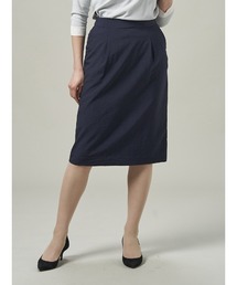 【WEB限定】リネン調メランジスーツ　タイトスカート　ブラウン/ネイビー