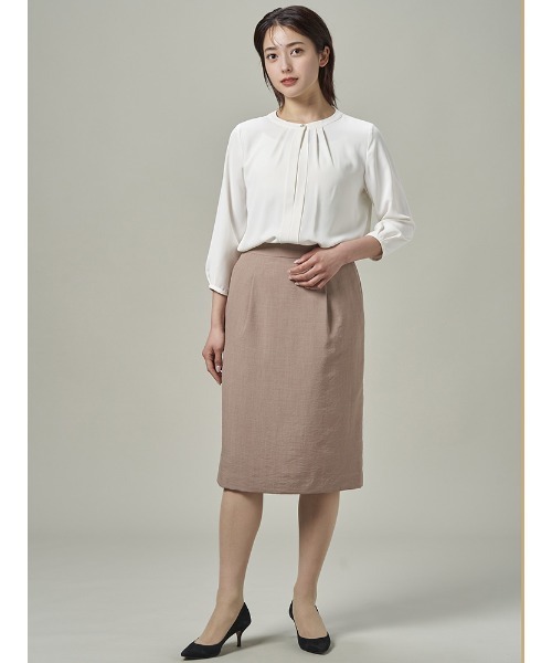 Perfect Suit FActory（パーフェクトスーツファクトリー）の「【WEB限定】リネン調メランジスーツ　タイトスカート　ブラウン/ネイビー（スカート・レディース・ネイビー/ブラウン系その他・S/M/LL/L）」の10枚目の写真
