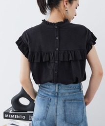 大きいサイズ 2way フリルブラウス風Tシャツ