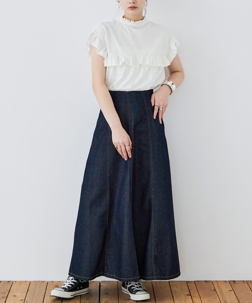 Fashion Letter(ファッションレター)の「大きいサイズ 2way フリルブラウス風Tシャツ(Tシャツ/カットソー・レディース・ピンク系その他/ブラック/カーキ/ホワイト/ベージュ・M~L/LL~3L/4L~5L)」の13枚目の写真
