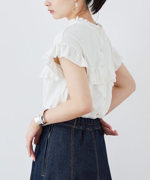 Fashion Letter(ファッションレター)の「大きいサイズ 2way フリルブラウス風Tシャツ(Tシャツ/カットソー・レディース・ピンク系その他/ブラック/カーキ/ホワイト/ベージュ・M~L/LL~3L/4L~5L)」の16枚目の写真