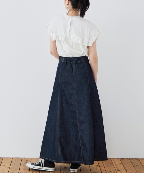 Fashion Letter(ファッションレター)の「大きいサイズ 2way フリルブラウス風Tシャツ(Tシャツ/カットソー・レディース・ピンク系その他/ブラック/カーキ/ホワイト/ベージュ・M~L/LL~3L/4L~5L)」の17枚目の写真