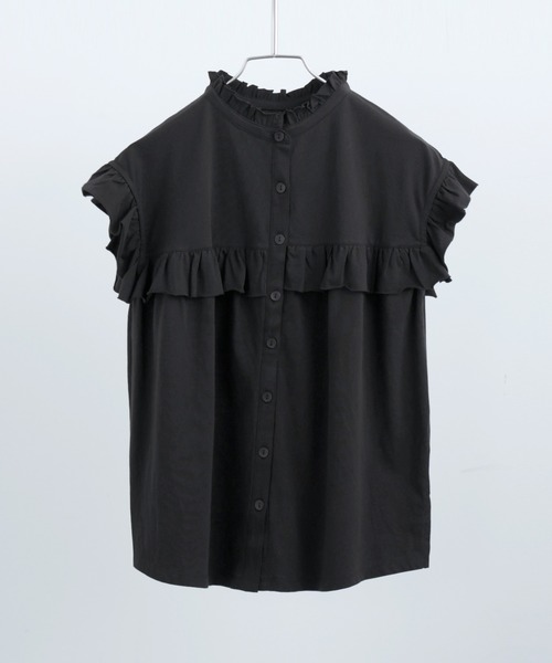 Fashion Letter(ファッションレター)の「大きいサイズ 2way フリルブラウス風Tシャツ(Tシャツ/カットソー・レディース・ピンク系その他/ブラック/カーキ/ホワイト/ベージュ・M~L/LL~3L/4L~5L)」の6枚目の写真