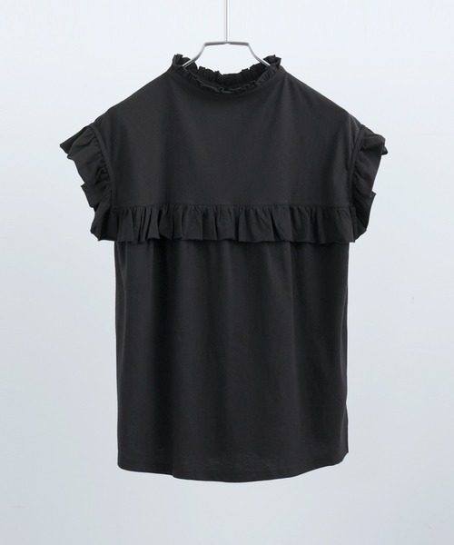 Fashion Letter(ファッションレター)の「大きいサイズ 2way フリルブラウス風Tシャツ(Tシャツ/カットソー・レディース・ピンク系その他/ブラック/カーキ/ホワイト/ベージュ・M~L/LL~3L/4L~5L)」の7枚目の写真