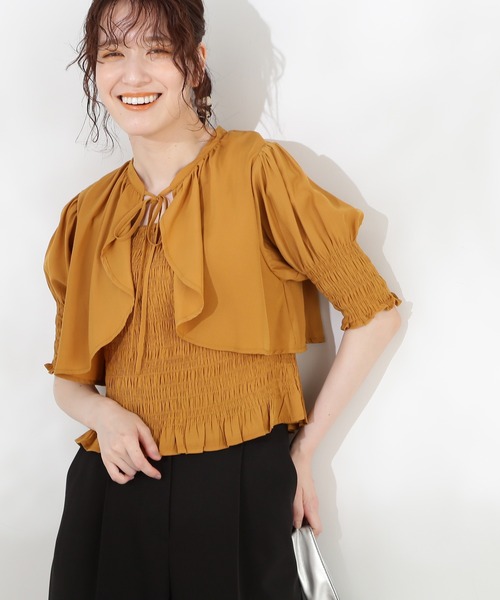 N.（N. Natural Beauty Basic）（エヌエヌナチュラルビューティーベーシック）の「◆ボレロドッキングブラウス（シャツ/ブラウス・レディース・ブラック/グリーン/イエロー・MEDIUM）」の3枚目の写真