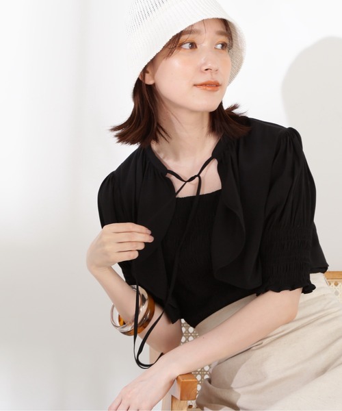 N.（N. Natural Beauty Basic）（エヌエヌナチュラルビューティーベーシック）の「◆ボレロドッキングブラウス（シャツ/ブラウス・レディース・ブラック/グリーン/イエロー・MEDIUM）」の2枚目の写真