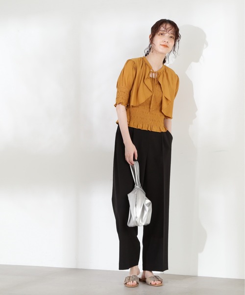 N.（N. Natural Beauty Basic）（エヌエヌナチュラルビューティーベーシック）の「◆ボレロドッキングブラウス（シャツ/ブラウス・レディース・ブラック/グリーン/イエロー・MEDIUM）」の4枚目の写真