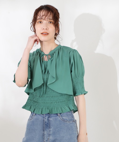 N.（N. Natural Beauty Basic）（エヌエヌナチュラルビューティーベーシック）の「◆ボレロドッキングブラウス（シャツ/ブラウス・レディース・ブラック/グリーン/イエロー・MEDIUM）」の13枚目の写真