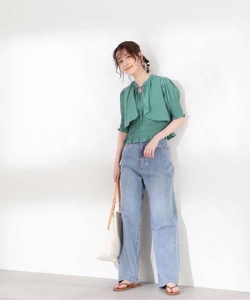 N.（N. Natural Beauty Basic）（エヌエヌナチュラルビューティーベーシック）の「◆ボレロドッキングブラウス（シャツ/ブラウス・レディース・ブラック/グリーン/イエロー・MEDIUM）」の7枚目の写真