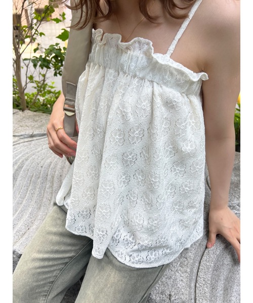 JUMELLE（ジュメロ）の「pom lace camitop（キャミソール・レディース・ピンク/アイボリー・FREE）」の16枚目の写真