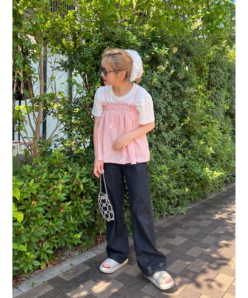 JUMELLE（ジュメロ）の「pom lace camitop（キャミソール・レディース・ピンク/アイボリー・FREE）」の5枚目の写真