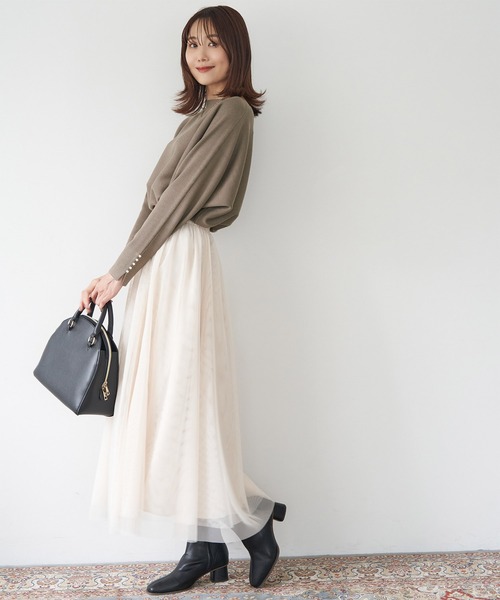 ROPE' PICNIC（ロペピクニック）の「【新色追加】【WEB限カラー:グレー】マシュマロニット袖パールドルマンニット（ニット/セーター・レディース・ブラック/ピンク/クリーム/グレー系その他/ブルー系その他5/ブルー系その他6/ブルー/ベージュ系その他/グリーン系その他・40/38）」の15枚目の写真