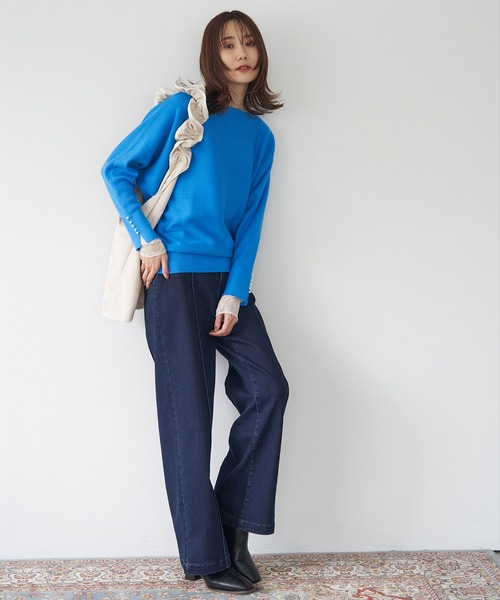 ROPE' PICNIC（ロペピクニック）の「【新色追加】【WEB限カラー:グレー】マシュマロニット袖パールドルマンニット（ニット/セーター・レディース・ブラック/ピンク/クリーム/グレー系その他/ブルー系その他5/ブルー系その他6/ブルー/ベージュ系その他/グリーン系その他・40/38）」の16枚目の写真