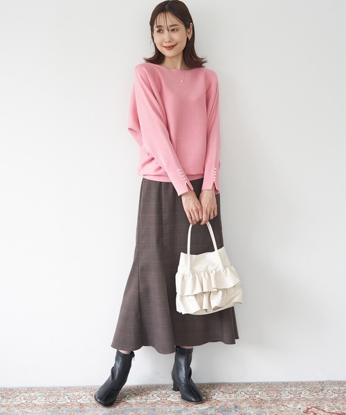 ROPE' PICNIC（ロペピクニック）の「【新色追加】【WEB限カラー:グレー】マシュマロニット袖パールドルマンニット（ニット/セーター・レディース・ブラック/ピンク/クリーム/グレー系その他/ブルー系その他5/ブルー系その他6/ブルー/ベージュ系その他/グリーン系その他・40/38）」の21枚目の写真