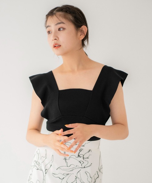 FRAY I.D フリルノースリーブニット♡ FRAY I.D アシメタフタ フリル ニット ノースリーブ - メルカリ