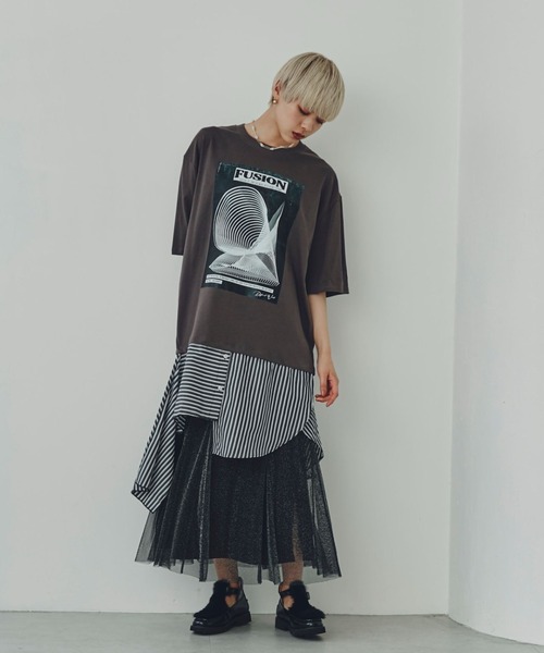 ROSE BUD ストライプシャツドッキングTシャツ OKIRAKU（オキラク）の「(OKIRAKU×ROSE BUD)ストライプシャツ