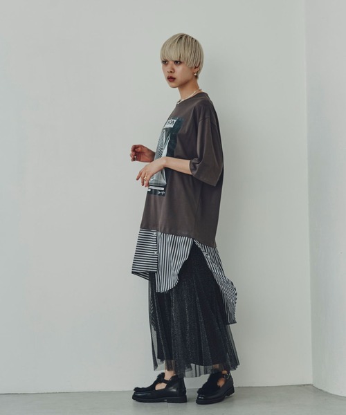 ROSE BUD ストライプシャツドッキングTシャツ OKIRAKU（オキラク）の「(OKIRAKU×ROSE BUD)ストライプシャツ