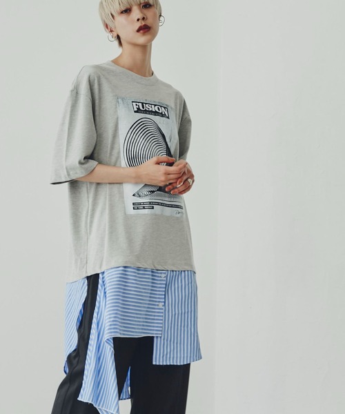 ROSE BUD ストライプシャツドッキングTシャツ OKIRAKU（オキラク）の「(OKIRAKU×ROSE BUD)ストライプシャツ