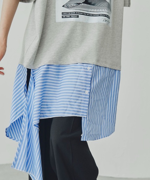 ROSE BUD ストライプシャツドッキングTシャツ OKIRAKU（オキラク）の「(OKIRAKU×ROSE BUD)ストライプシャツ