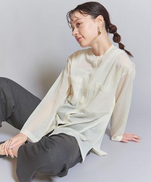 BEAUTY&YOUTH シアーラメ カーディガン ウォッシャブル 楽天市場】【SALE／60%OFF】シアーラメ バンドカラー ニット