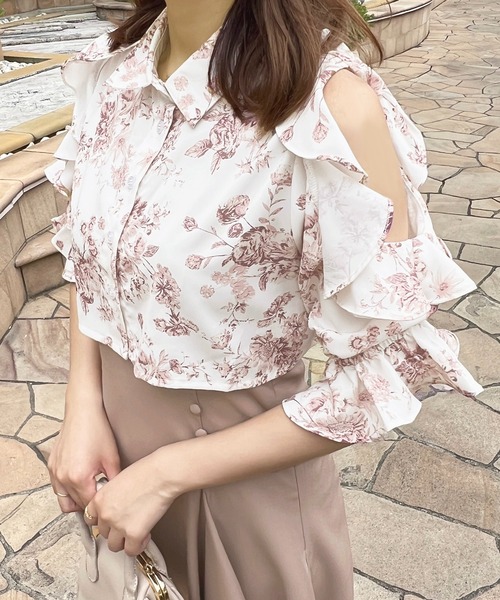 アプ ♡ 花柄ブラウス セール】2WAY花柄ボウタイブラウス【ZOZOTOWN限定アイテム】（シャツ