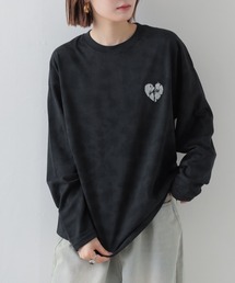 FUNALIVE（ファンアライブ）の「ゆったり 着やすい モード フラワー ハート ロゴ刺繍 ロンT（Tシャツ/カットソー）」